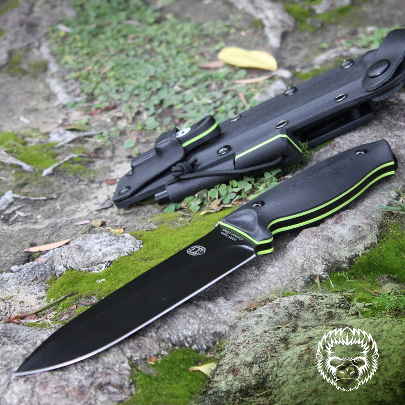 Load image into Gallery viewer, &quot;The Fireline&quot; Bushcraft Survival Knife with 1095 High Carbon Blade Giftset (Black and Green)
