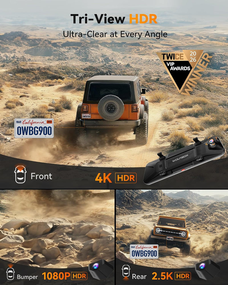 Load image into Gallery viewer, Wolfbox G900 TriPro Bumper Dash Cam

