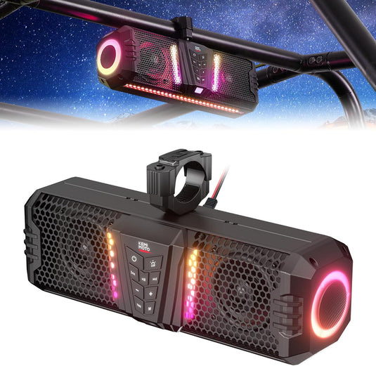 KEMIMOTO Midnight 40B 16'' 2-Speaker Louder RGB UTV Sound Bar (Built-in Battery)