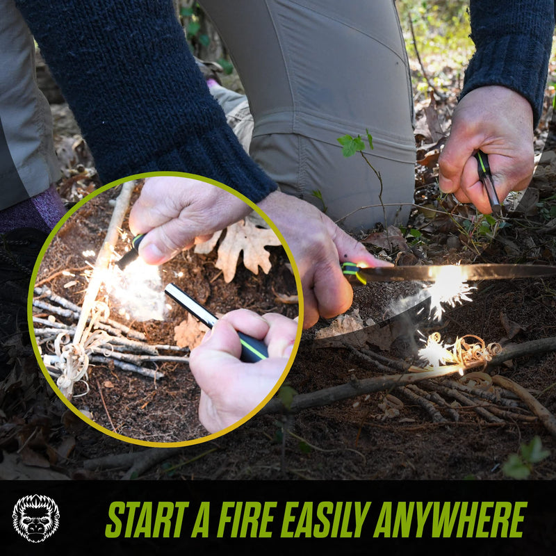 Load image into Gallery viewer, &quot;The Fireline&quot; Bushcraft Survival Knife with 1095 High Carbon Blade Giftset (Black and Green)
