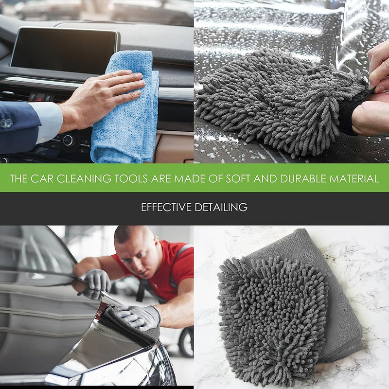 Load image into Gallery viewer, WASH &amp; WHIPS Car Wash Kit - 3-Gallon Bucket with Particle Interceptor Trap, Shampoo, Chenille Mitt &amp; Microfiber Soft Towel, 5pcs
