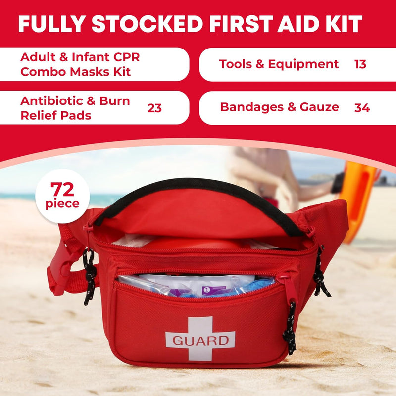Load image into Gallery viewer, 72-Piece First Aid Fanny Pack Kit with Adult &amp; Infant CPR Masks
