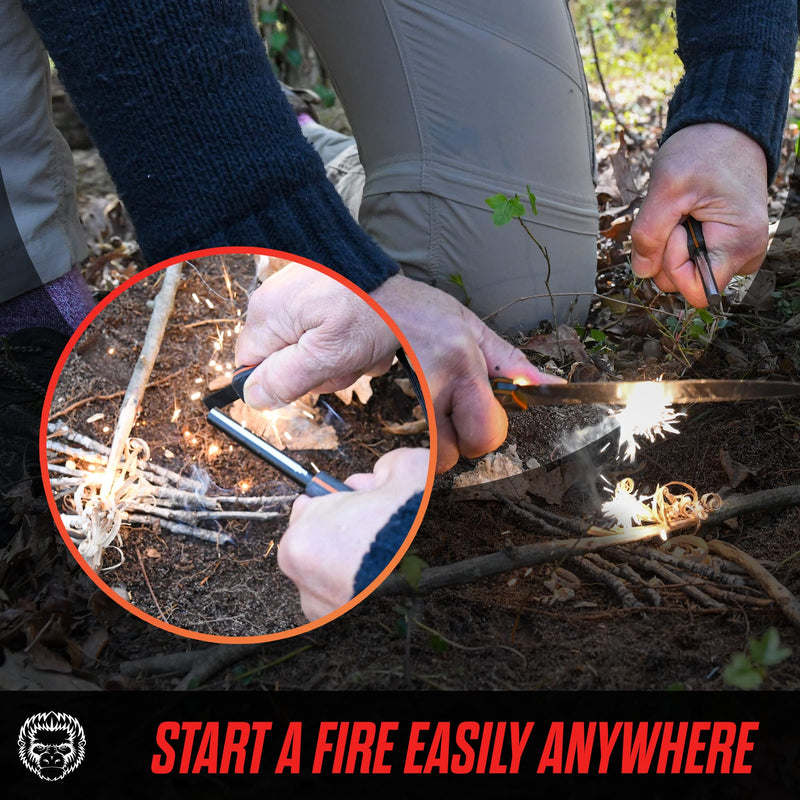 Load image into Gallery viewer, &quot;The Fireline&quot; Bushcraft Survival Knife with 1095 High Carbon Blade Giftset (Black and Orange)
