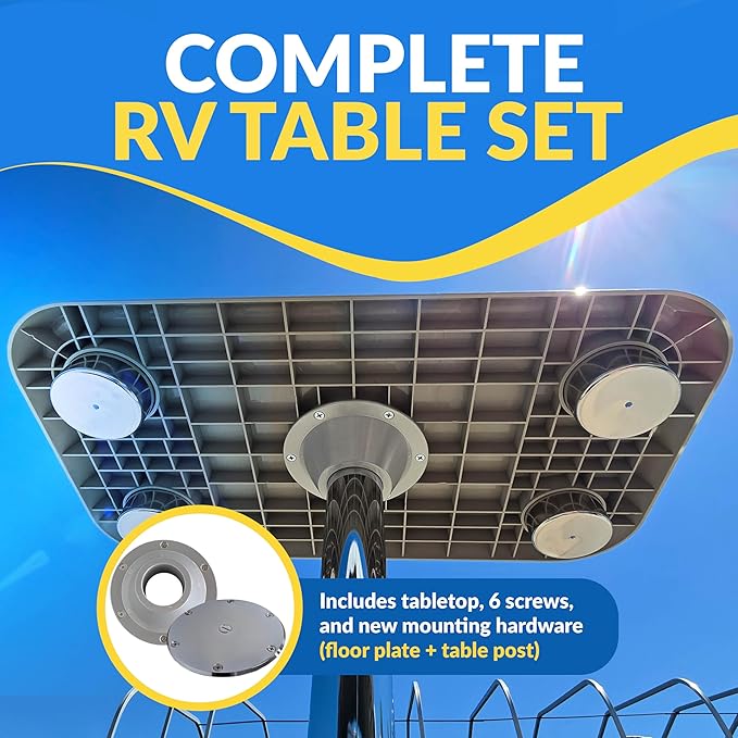 Load image into Gallery viewer, RV Side Tables | RV End Tables - Table Set - 6" Flush Mount Floor Plate / Anti Wobble, Cocktail Design (6 colors)

