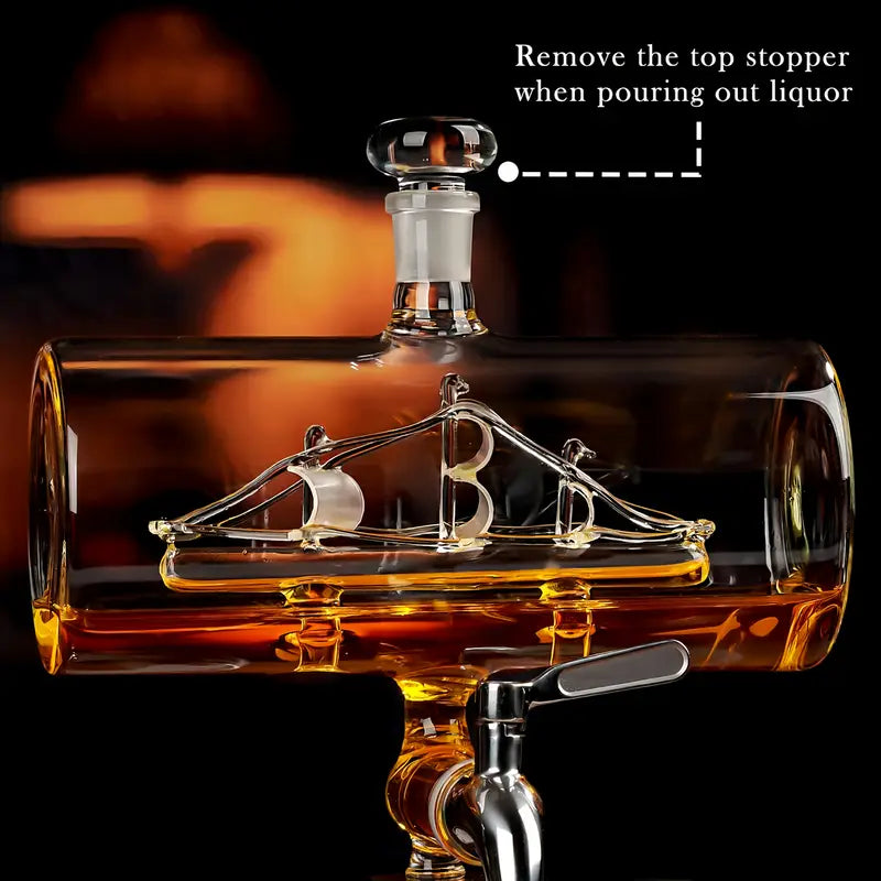 Load image into Gallery viewer, Maritime Sailboat Whiskey Decanter Set
