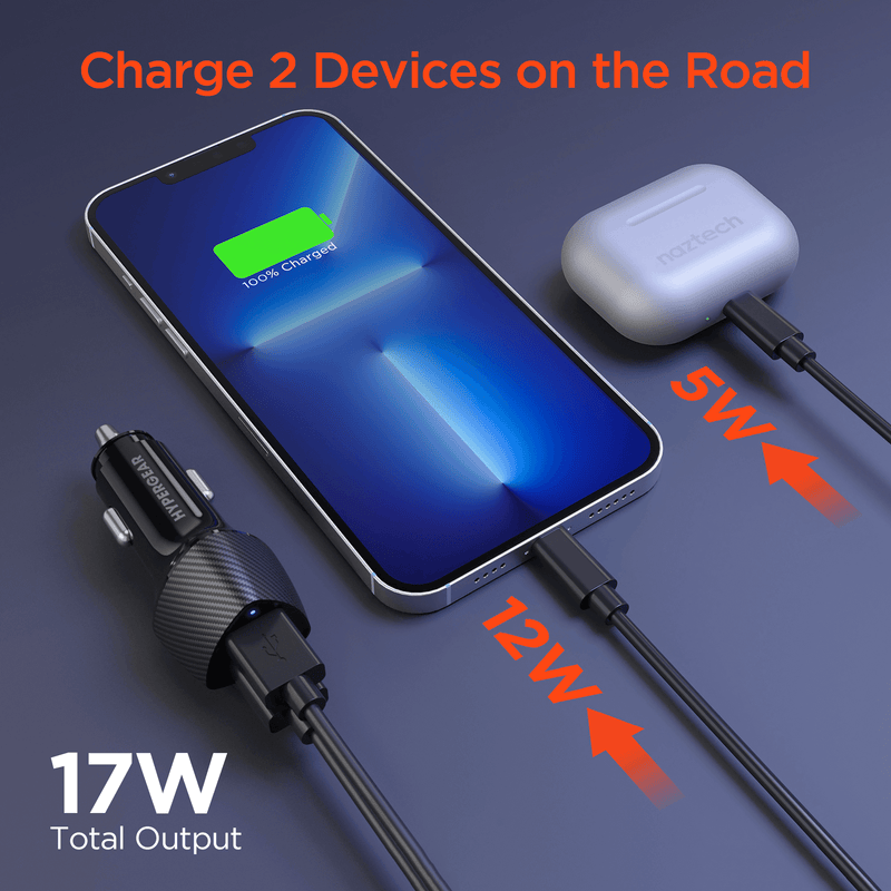 Load image into Gallery viewer, HyperGear SpeedBoost 12W USB + 5W USB Car Charger
