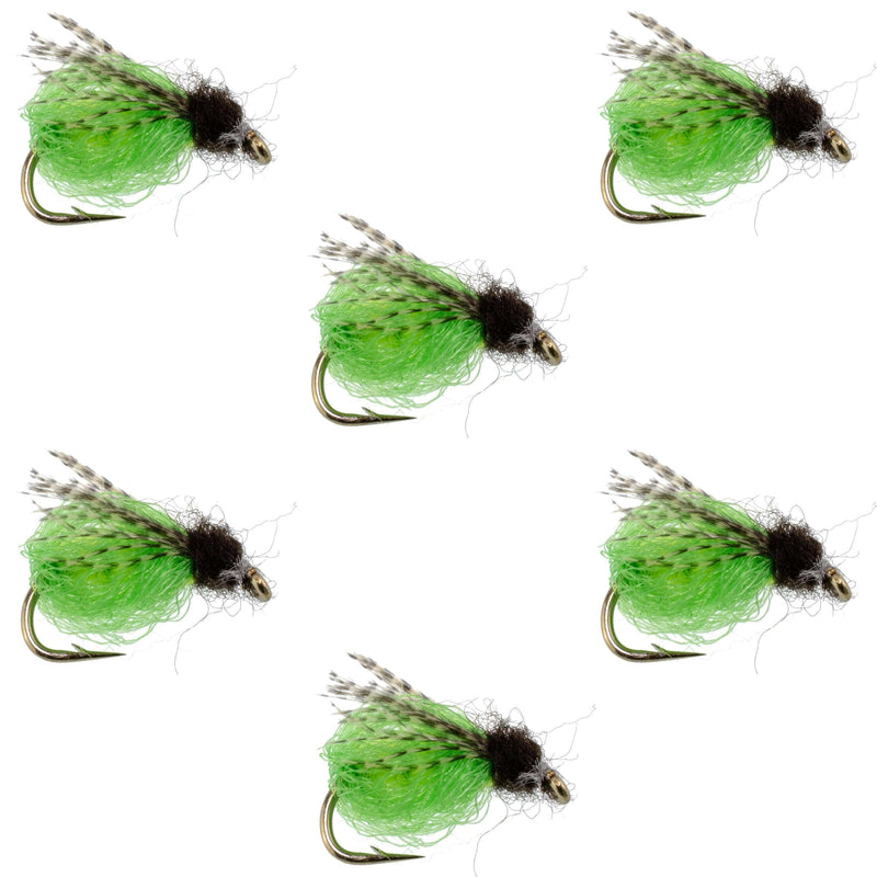 Load image into Gallery viewer, LaFontaine Bright Green Deep Sparkle Caddis Pupa - 6 Flies Hook Size 16
