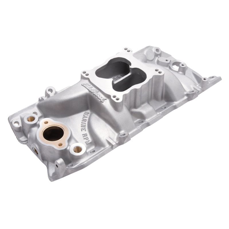 Load image into Gallery viewer, Edelbrock Manifold Marine RPM Chevy Big Block Oval Port w/ Brass

