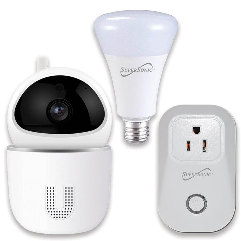 Load image into Gallery viewer, Supersonic 3-Pc. Smart Home Starter Kit with WiFi enabled: HD Camera, Plug, and Bulb
