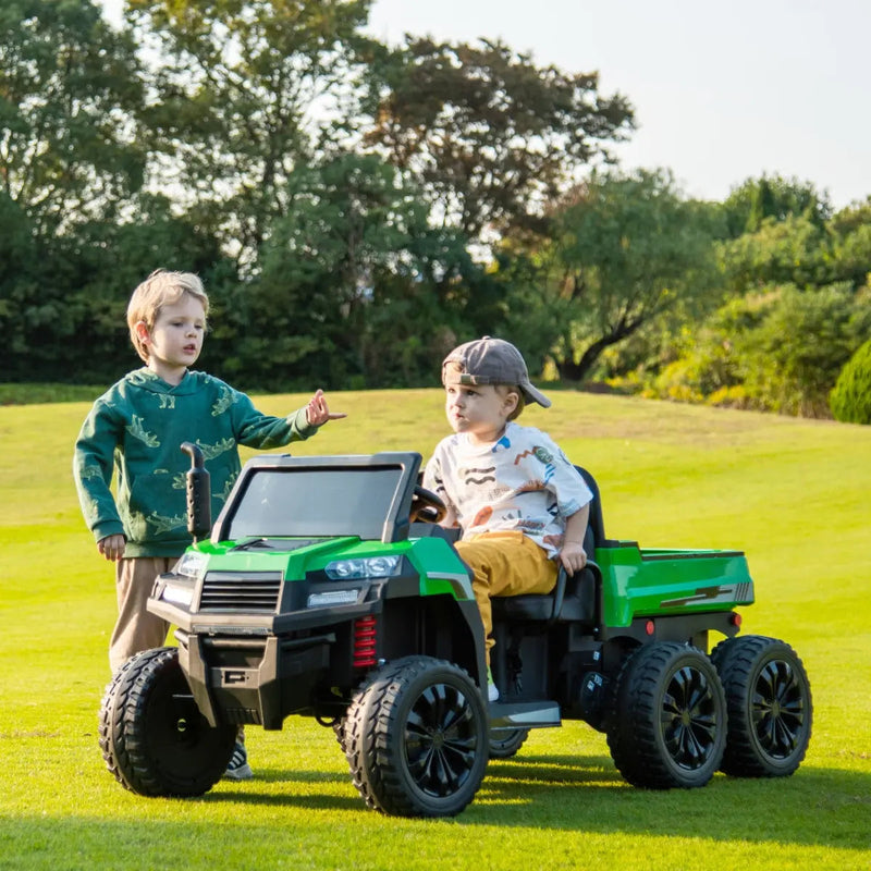 Load image into Gallery viewer, 24V 6 Wheeler Freddo Tractor Trailer 2 Seater Ride-on with Dump Cart and Parental Remote
