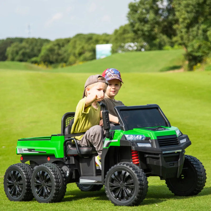 Load image into Gallery viewer, 24V 6 Wheeler Freddo Tractor Trailer 2 Seater Ride-on with Dump Cart and Parental Remote
