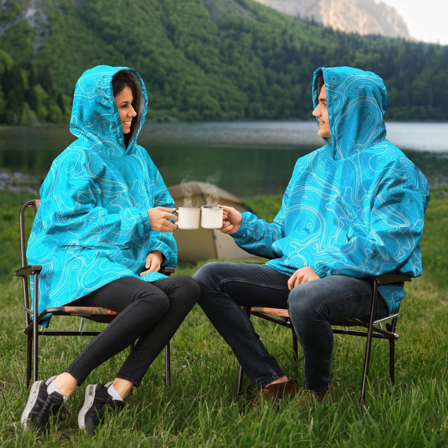 Rad Palm Blue Topographic Snug Hoodie
