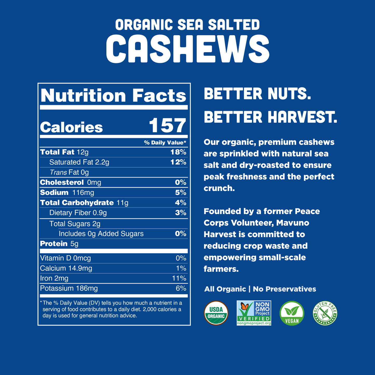 Organic Dry Roasted Cashews with Sea Salt