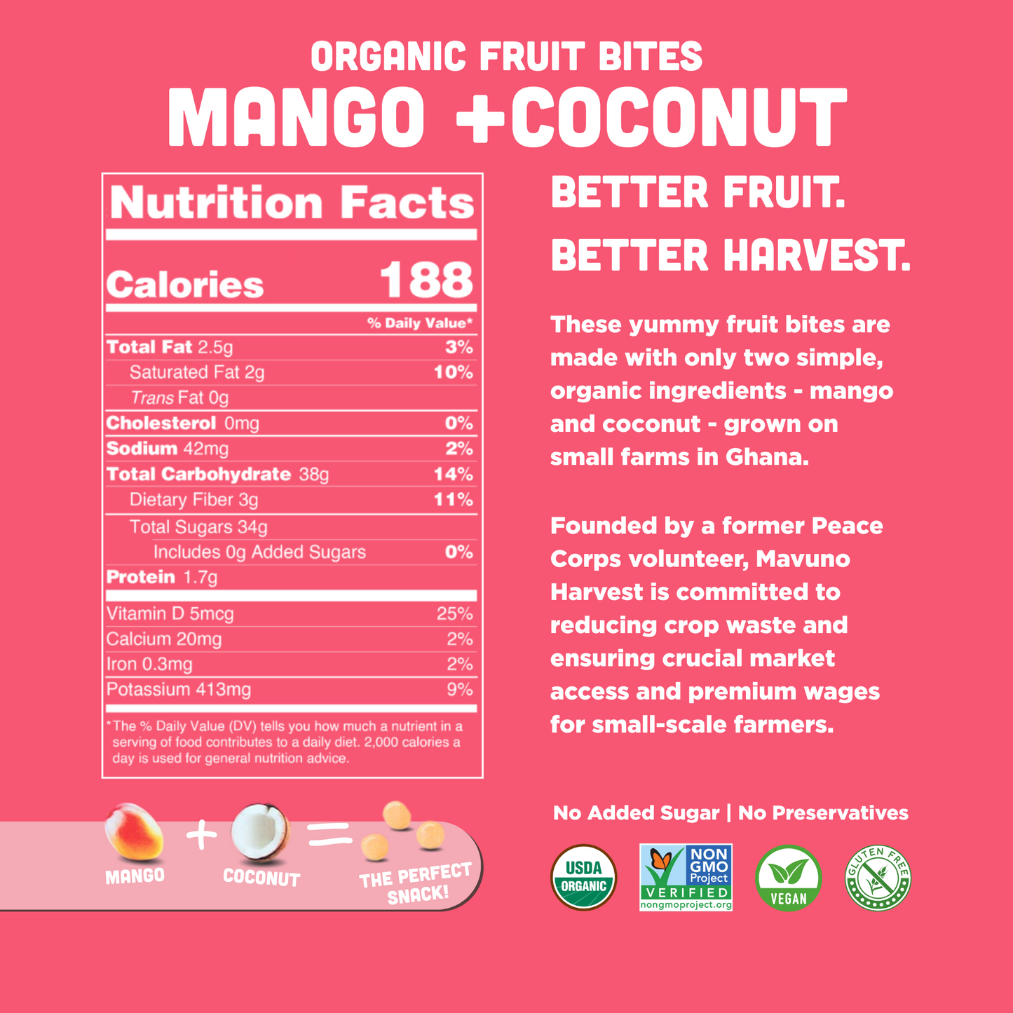 Organic Fruit Bites: Mango & Coconut