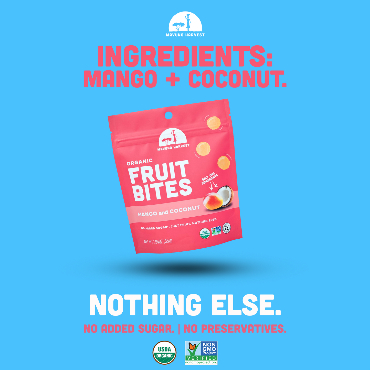 Organic Fruit Bites: Mango & Coconut