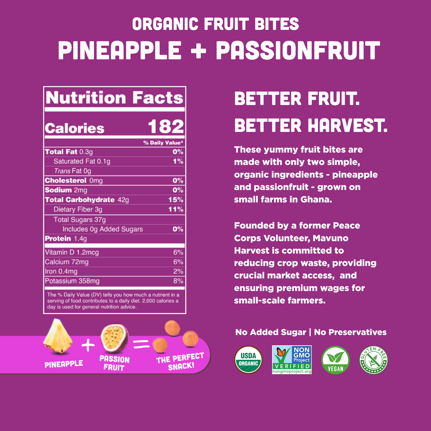 Organic Fruit Bites: Pineapple & Passionfruit