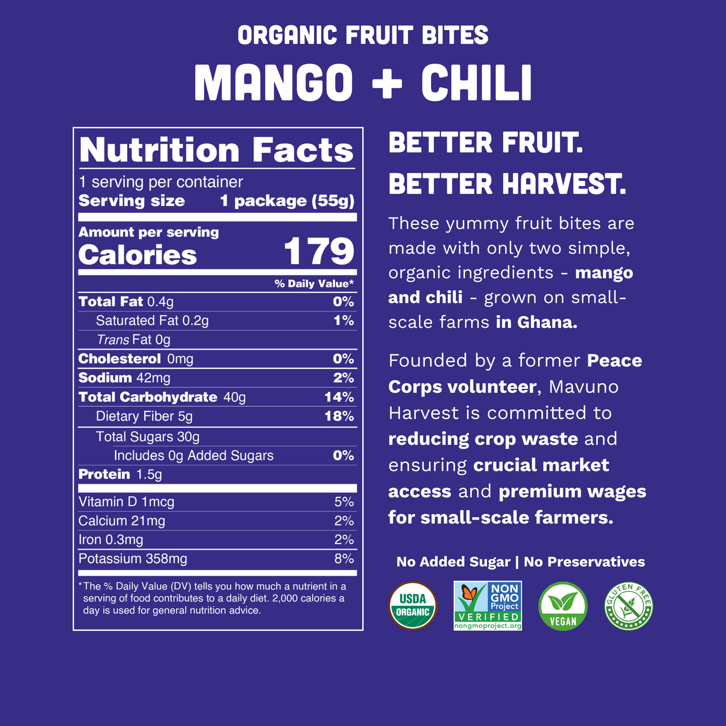 Organic Fruit Bites: Mango & Chili