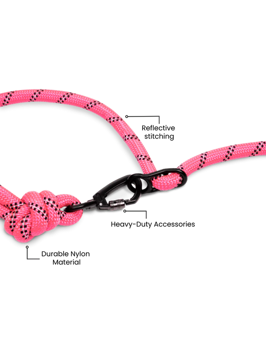 Neon Pink Running Hands-Free Dog Leash