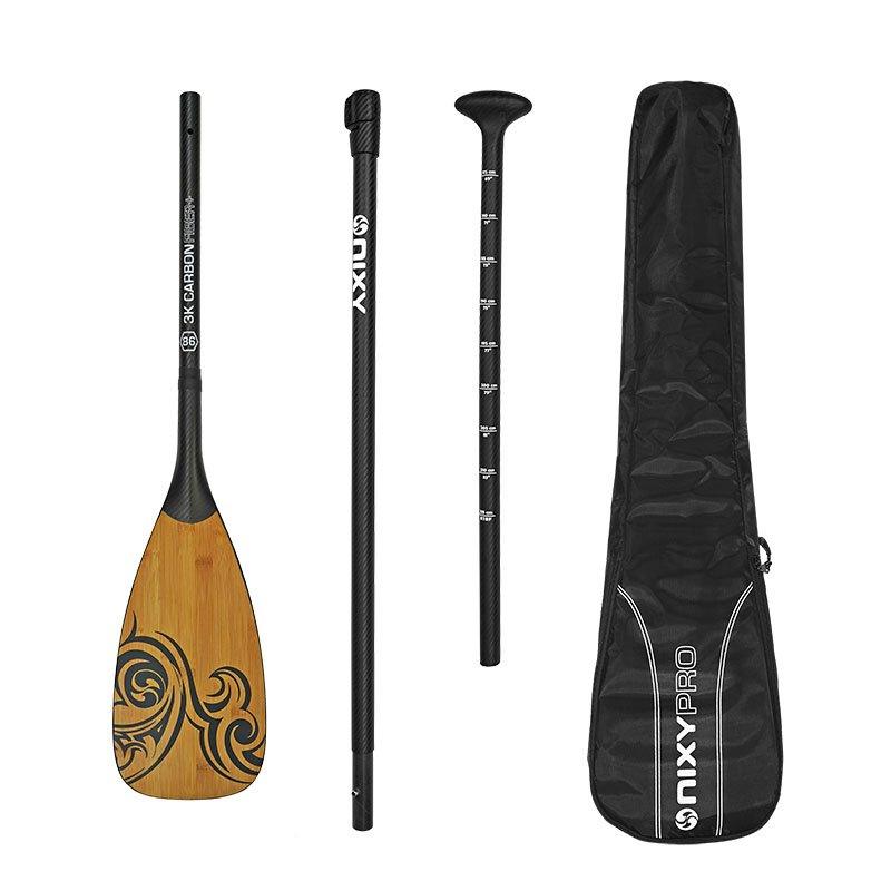 Load image into Gallery viewer, NIXY 3-Piece Adjustable 100% Carbon Fiber SUP Pro Paddle with Bamboo
