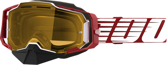 100% Armega Snow Goggles - Oversized Red - Yellow 50007-00006