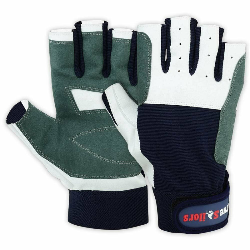 Load image into Gallery viewer, Sailing Gloves All Cut Fingers Blue Grey kayaking watersports
