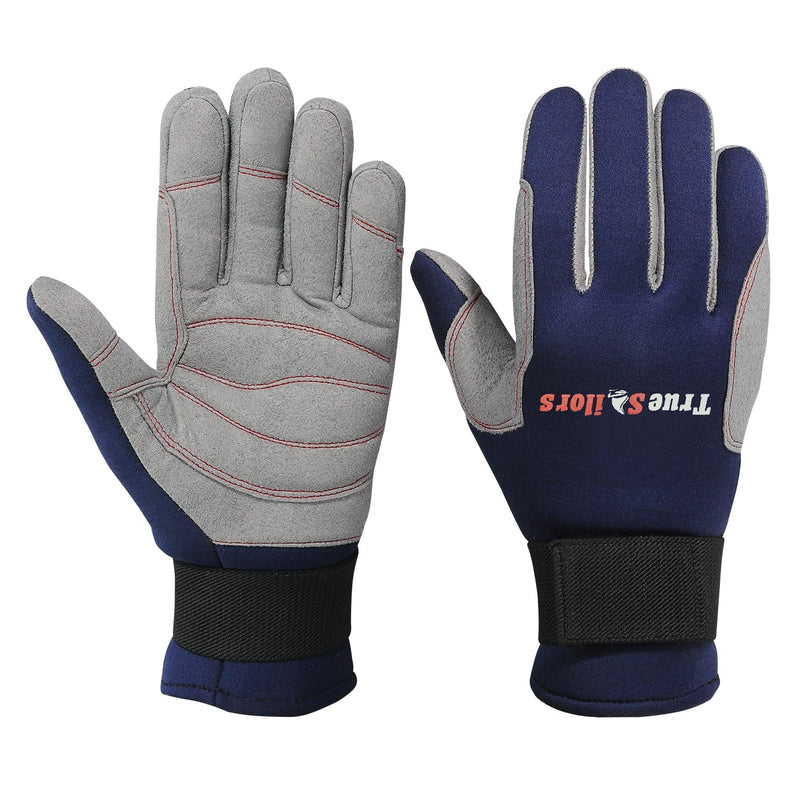 Load image into Gallery viewer, Sailing Gloves Full Finger Cold Weather Blue Grey Amara Neoprene
