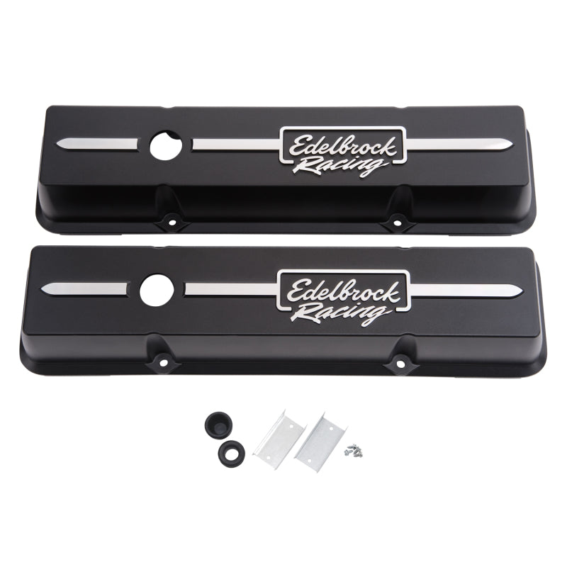 Load image into Gallery viewer, Edelbrock Valve Cover Racing Series Chevrolet 1959-1986 262-400 CI V8 Low Black
