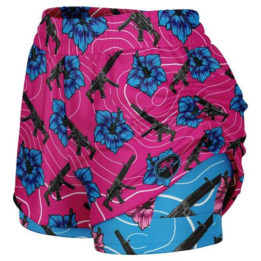 Rad Palm High Capacity Hibiscus Women's 2 in 1 Shorts