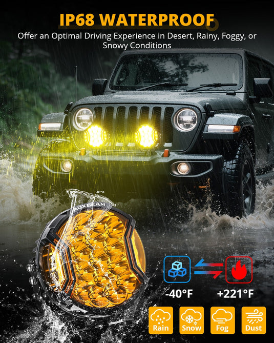 V-ULTRA Series | 7 Inch 226W LED Side Shooter Amber Pod Lights with Amber DRL