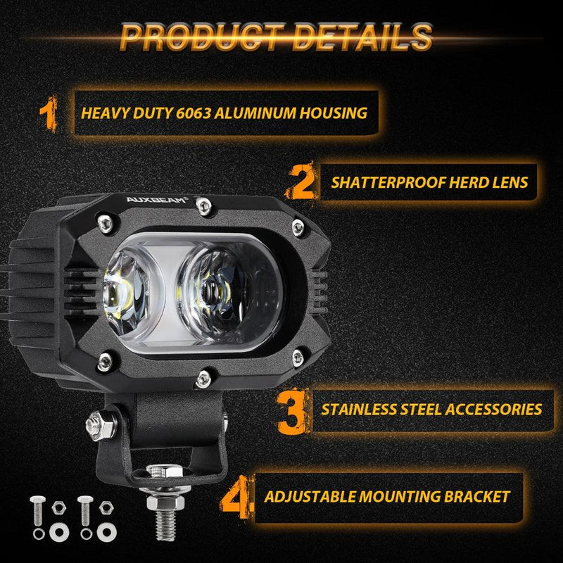 Load image into Gallery viewer, 4 Inch 30W Corrugated Lens Flood Beam LED Pods Lights with A-Pillar Mounting Bracket For Ford Bronco 2/4 Door 2021 2022
