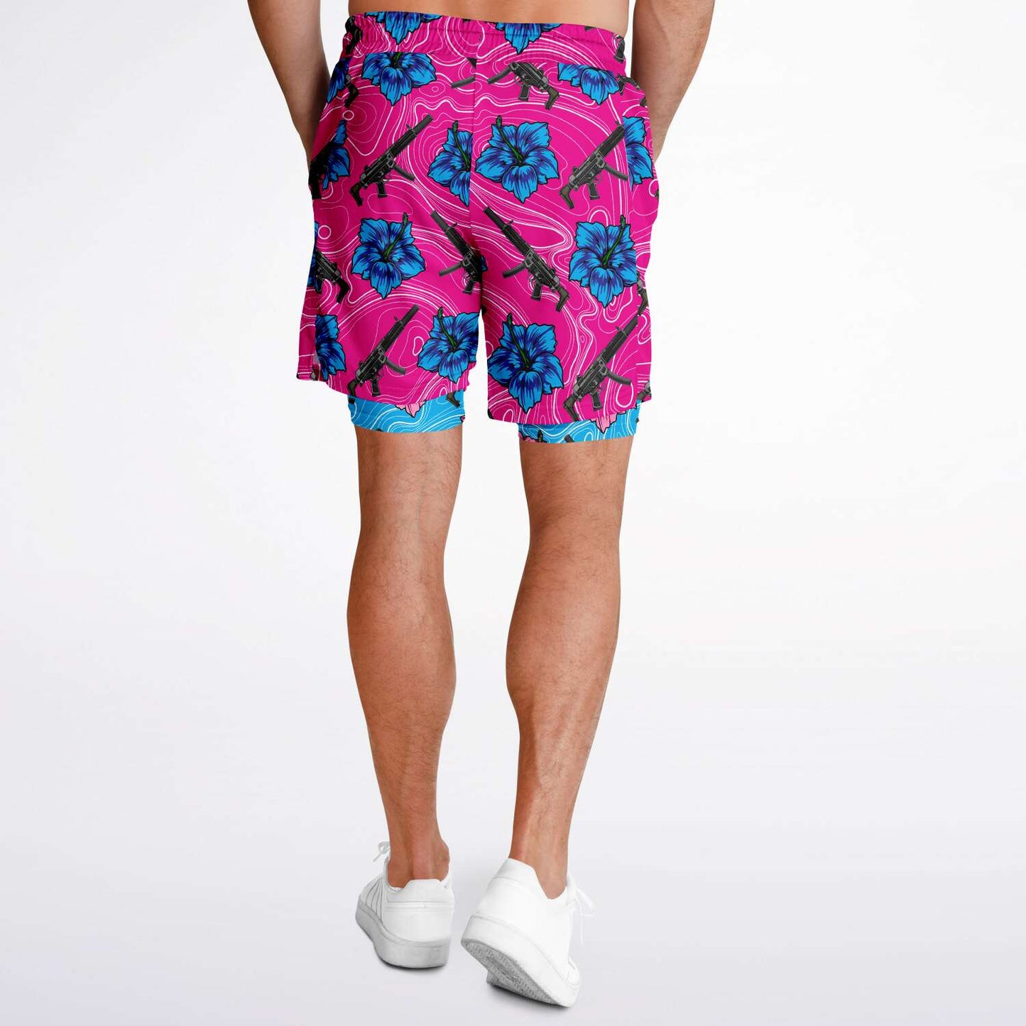 High Capacity Hibiscus Pink Men's 2-in-1 Shorts