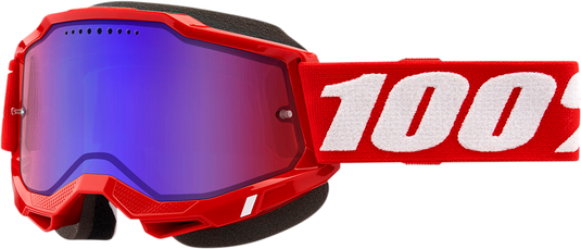 100% Accuri 2 Snow Goggles - Red - Red/Blue Mirror 50022-00005