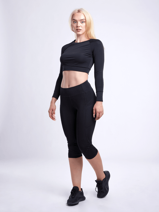 JupiterGear Mid-Rise Capri Fitness Leggings with Side Pockets