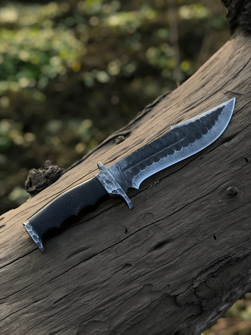Load image into Gallery viewer, Best Bowie Knife – 13" Handmade Damascus Steel Blade with Resin Horn Handle &amp; Leather Sheath
