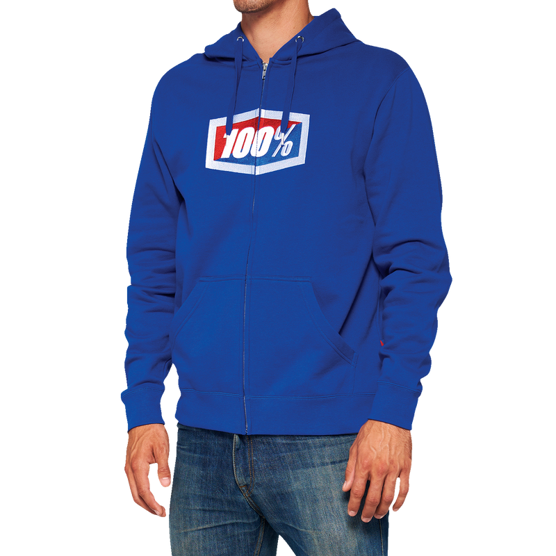 Load image into Gallery viewer, 100% Official Fleece Zip-Up Hoodie - Royal - Small 20032-00020
