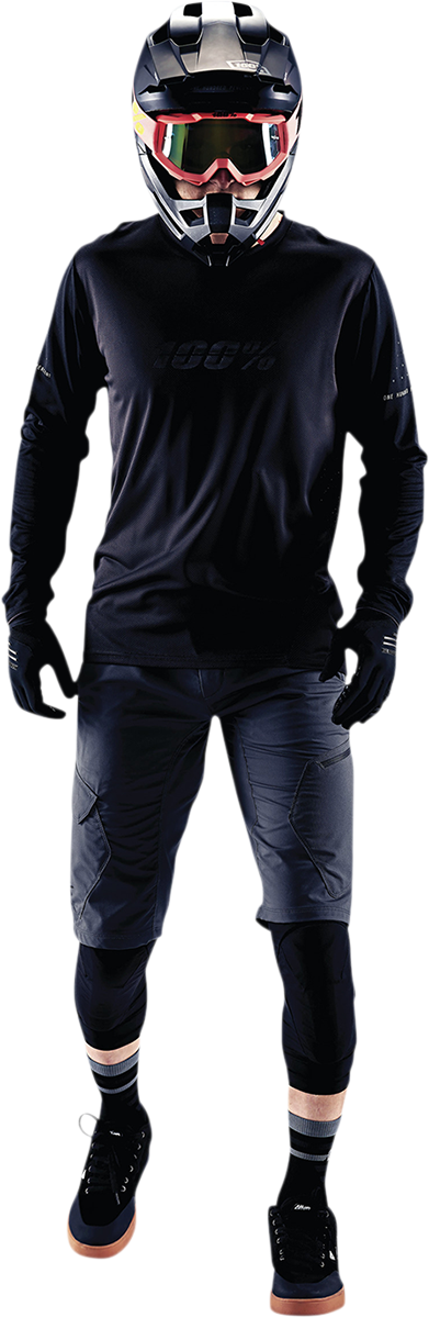 Load image into Gallery viewer, 100% Ridecamp Jersey - Long-Sleeve - Black/Charcoal - XL 40028-00003
