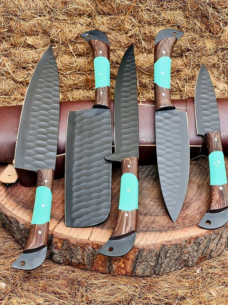 Load image into Gallery viewer, Here’s a fresh, seasonal rewrite with trending keywords and SEO-optimized structure:  Product Title: Premium Knofe Set – 13&quot; Forged Stainless Steel Blade with Wenge Wood &amp; Resin Handle + Leather Sheath
