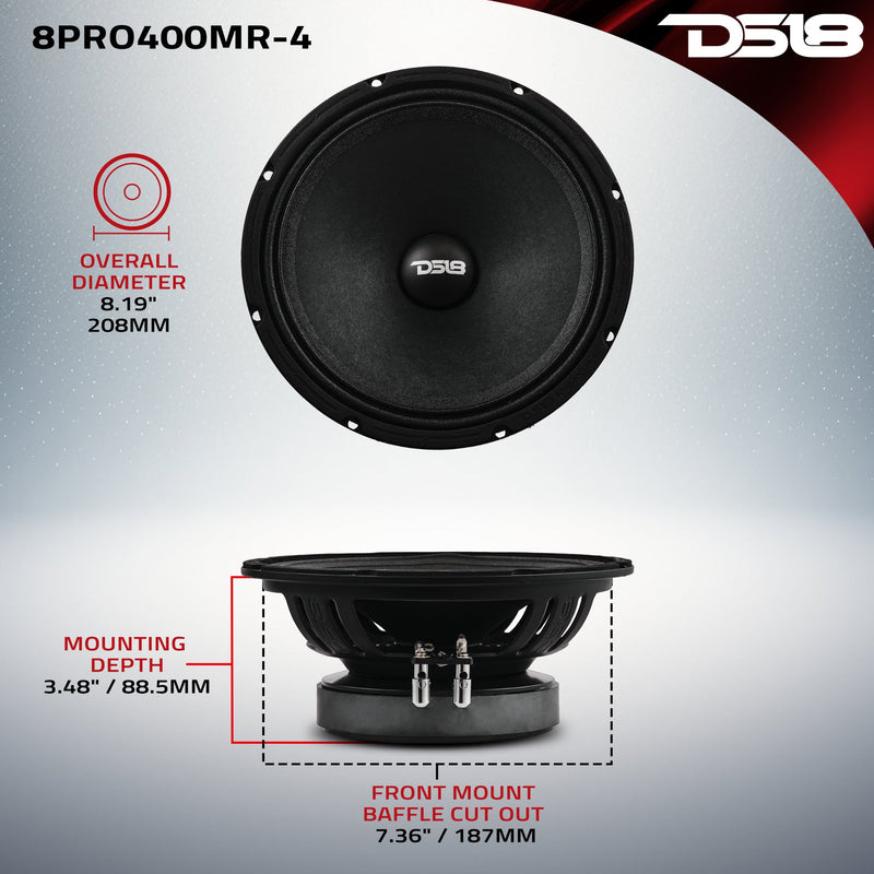 Load image into Gallery viewer, PRO 8” High Sensitivity Professional Mid-Range Loudspeaker 200 Watts Rms 4-Ohm
