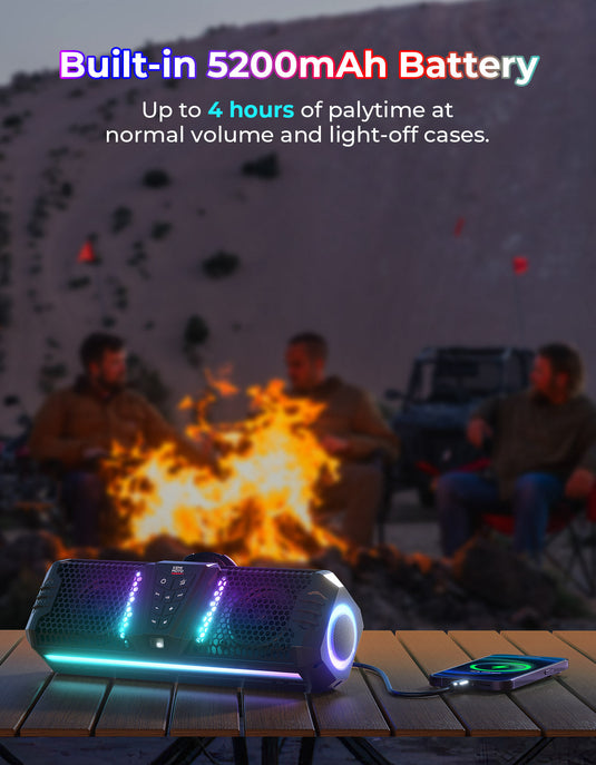 KEMIMOTO Midnight 40B 16'' 2-Speaker Louder RGB UTV Sound Bar (Built-in Battery)