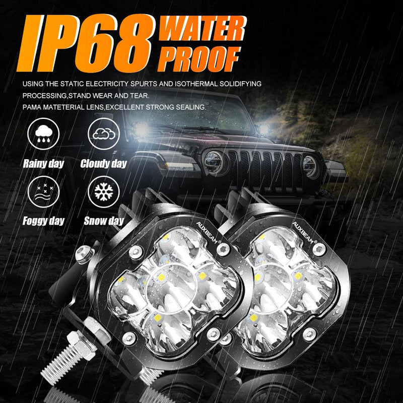 Load image into Gallery viewer, 3 Inch 80W 9600LM LED Pods Lights White&amp;Amber for JEEP
