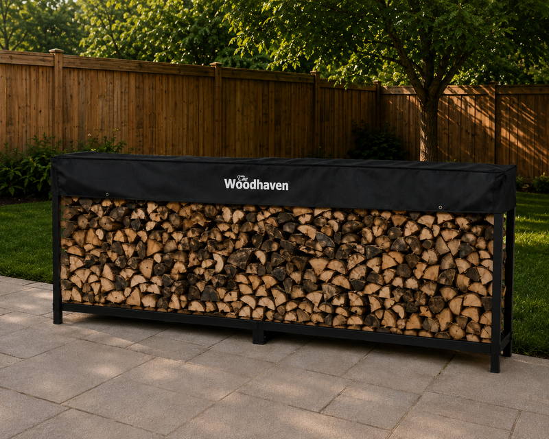 Load image into Gallery viewer, 8 ft Steel Firewood Rack The Woodhaven
