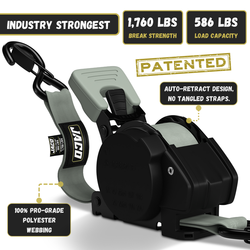 Load image into Gallery viewer, Retractable Ratchet Straps - 1" x 15 ft (1,760 lbs Break Strength) | Auto Self Retracting Cargo Tie Down Strap Set
