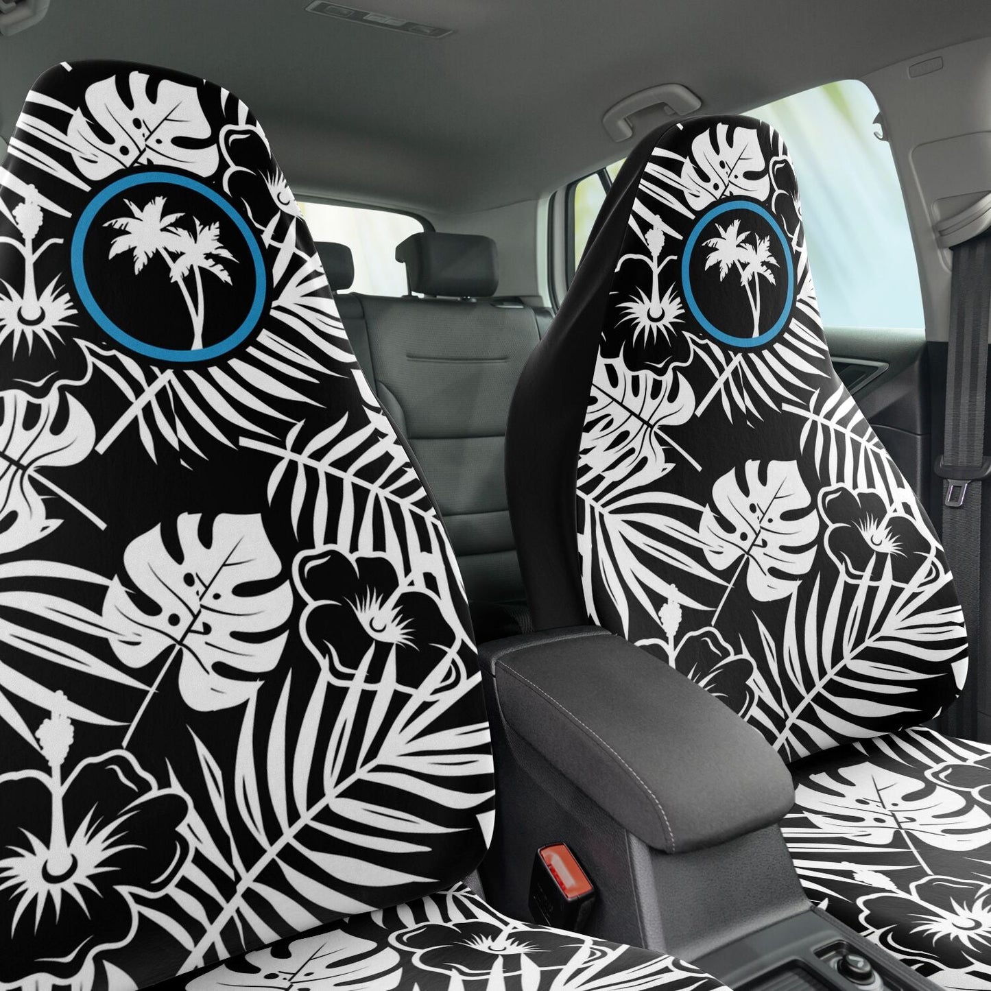 Rad Palm BLK WHT Car Seat Cover