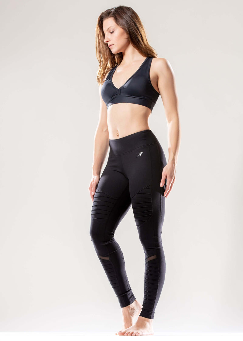 Load image into Gallery viewer, Athletique Low-Waisted Ribbed Leggings with Hidden Pocket and Mesh Panels
