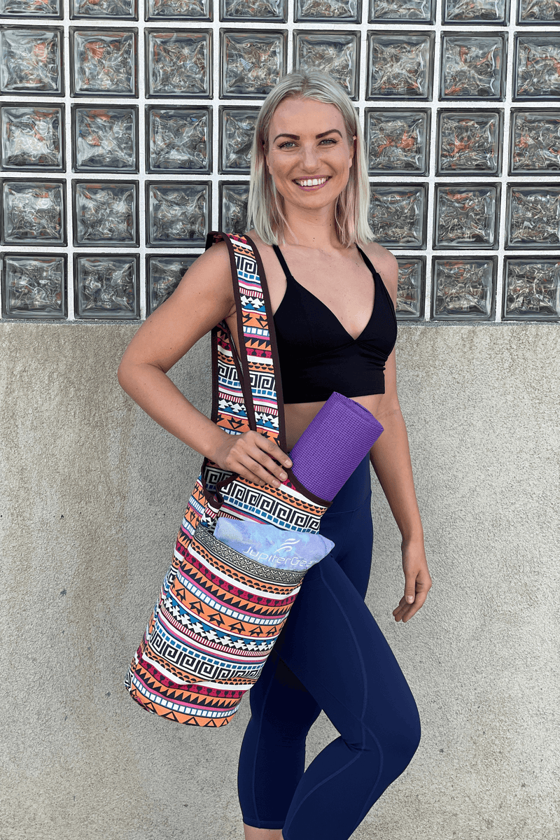 Load image into Gallery viewer, JupiterGear Yoga Mat Carrying Tote Bag with Large Pockets
