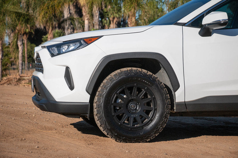 Load image into Gallery viewer, ICON Ricochet 17x8 5x4.5 38mm Offset 6in BS Satin Black Wheel
