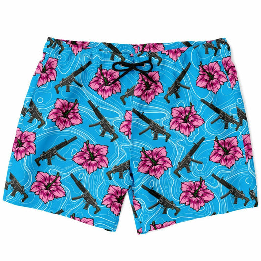 Rad Palm High Capacity Hibiscus Blue Men's Swim Trunks copy