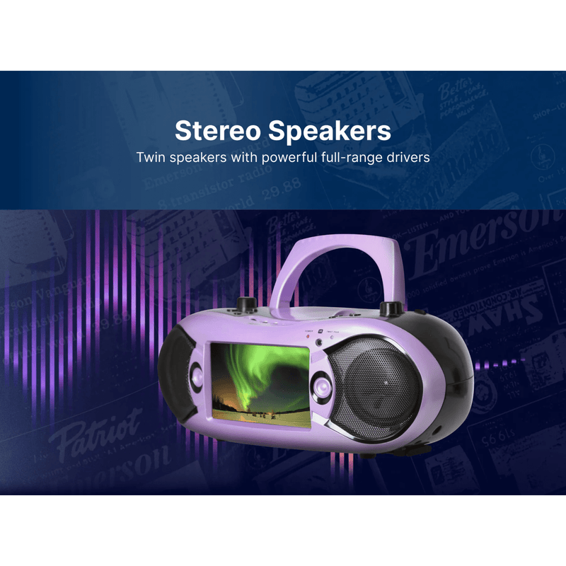 Load image into Gallery viewer, Emerson 7&quot; Bluetooth DVD Boombox with AMFM Radio &amp; Digital TV
