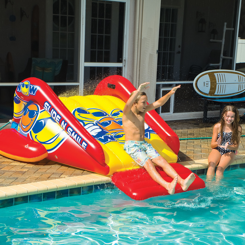 Load image into Gallery viewer, WOW Sports Slide N Smile Inflatable Pool Slide with Sprinklers for Kids and Adults
