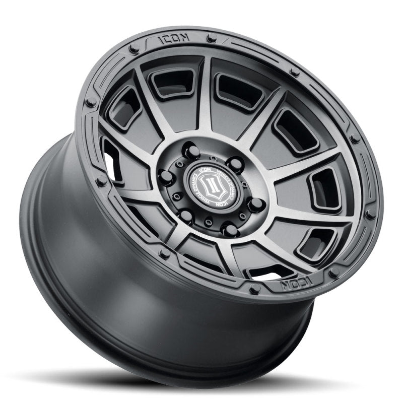 Load image into Gallery viewer, ICON Victory 17x8.5 6x135 6mm Offset 5in BS Smoked Satin Black Tint Wheel
